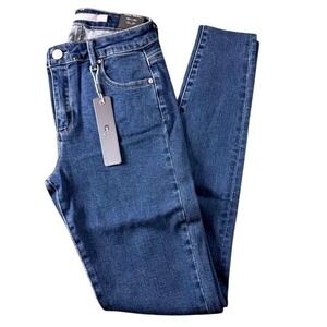 Tractr Diane Mid Rise Jeans Slim‎ Fit Distressed Indigo Women's 0/25  #7162